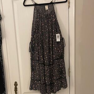 Torrid Festi vintage black halter Floral Dress w/drawstring waist NWT Size 0X